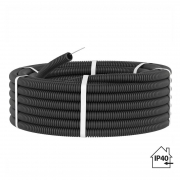 Труба гофрированная ПНД d16мм с протяжкой безгалоген. (HF) черн. (уп.25м) TOKOV ELECTRIC TKE-PND16-BL-25 TKE-PND16-BL-25