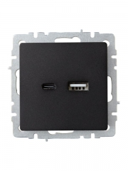 Розетка BRITE USB A+C 18Вт РЮ11-1-БрЧ черн. IEK BR-U22-018-K02 BR-U22-018-K02