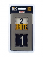 Рамка 2-м BRITE РУ-2-2-БрД стекло дым. IEK BR-M22-G-K30 BR-M22-G-K30