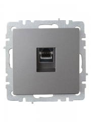 Розетка компьютерная СП RJ45 кат.6 BRITE РК11-БрС сталь IEK BR-K10-2-K46 BR-K10-2-K46