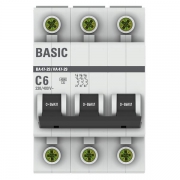 Выключатель автоматический модульный 3п C 6А 4.5кА ВА 47-29 Basic EKF mcb4729-3-06C mcb4729-3-06C