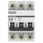 Выключатель автоматический модульный 3п C 20А 4.5кА ВА 47-29 Basic EKF mcb4729-3-20C mcb4729-3-20C