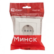 Розетка 1-м СП Минск 16А IP20 с заземл. защ. шторки бел. Basic EKF ERR16-028-100 ERR16-028-100