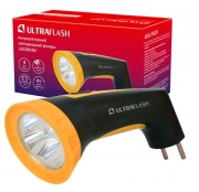 Фонарь аккумуляторный LED3804M 4LED аккум. SLA 220В пластик. черн./желт. (кор.) Ultraflash 12867 12867