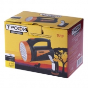 Фонарь-прожектор аккумуляторный TSP19 19 + 18LED аккум. 4В 2А.ч ЗУ 220В (картон. упак.) Трофи C0045552/Б0008436 C0045552