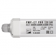 Светильник светодиодный PWP-C7 PRO 1200 36Вт 3000К/4000К/6500К IP65 5400лм ДСП 3CCT влагозащ. с переключением цветовой температуры Pro+ JazzWay 5068834 5068834