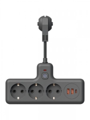 Удлинитель с сетевым фильтром 3х0.3м 10А 2USB + 1USBC 2500Вт ПВС 3х1 компакт черн. КОСМОС FRKsm0.3m-3g(B)USB FRKsm0.3m-3g(B)USB