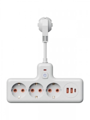 Удлинитель с сетевым фильтром 3х0.3м 10А 2USB + 1USBC 2500Вт ПВС 3х1 компакт бел. КОСМОС FRKsm0.3m-3g(W)USB FRKsm0.3m-3g(W)USB