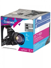 Фонарь налобный аккум. 10Вт Laser LED/Li-ion18650 3х1200мА.ч алюм. КОСМОС (KOC854Lit) KOC854Lit