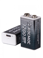 Аккумулятор крона Li-ion 9В 1200мАч (уп.2шт) КОСМОС KOCLi9V1200mAh2B KOCLi9V1200mAh2B