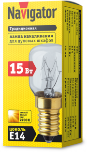 Лампа накаливания 61 207 NI-T25-15-230-E14-CL (для духовых шкафов) Navigator 61207 61207