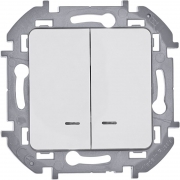 Выключатель 2-кл. Inspiria 10А IP20 250В 10AX с подсветкой/индикацией механизм бел. Leg 673630 673630