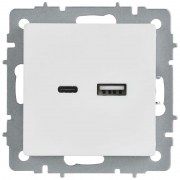 Розетка BRITE РЮ11-1-БрАБ 18Вт USB A+C механизм арктич. бел. IEK BR-U22-018-K91 BR-U22-018-K91