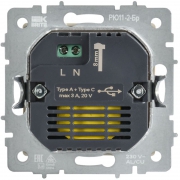 Розетка СП BRITE РЮ11-2-БрАБ USB A+C 45Вт высокоскор. заряд. арктич. бел. IEK BR-U22-045-K91 BR-U22-045-K91