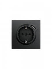 Розетка 1-мест. с/з+USB разъем СП ZIMA IP20 черн. бархат LEZARD 704-4288-181 704-4288-181