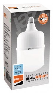 Лампа светодиодная высокомощная PLED-HP-T120 40Вт 6500К холод. бел. E27/E40 (переходник в компл.) 3700лм JazzWay 1038944A 1038944A