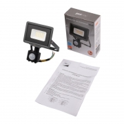 Прожектор светодиодный PFL-C3 SENSOR 20Вт 6500К IP65 закален. прозр. стекло JazzWay 5026926A 5026926A