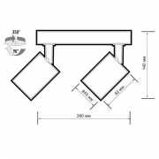 Светильник PDL-R под лампу 2xGU10 макс. 2х15Вт WH 230В IP20 JazzWay 5049321 5049321