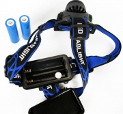 Фонарь налобный E150 (аккум. 220В CREE 3Вт пласт. бокс; черн.) Ultraflash 12188 12188