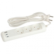 Удлинитель электрический U-3-3m-USB-W 3 розетки + 3xUSB A+C 3м 10А бел. Эра Б0069076 Б0069076