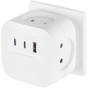 Разветвитель 4-м SP-4-3USBAC-W + 3 USB A+C со шторками 10А бел. Эра Б0069083 Б0069083