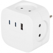 Разветвитель 4-м SP-4-3USBAC-W + 3 USB A+C со шторками 10А бел. Эра Б0069083 Б0069083