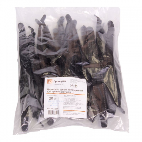 Держатель кабеля двусторонний для прямого монтажа (уп.20шт) черн. Промрукав PR13.0383 PR13.0383