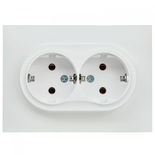 Розетка 2-м SKANDY 16А с заземл. без защ. шторок в сборе SK-R08W арктич. бел. IEK SK-R21-16-K01-F SK-R21-16-K01-F