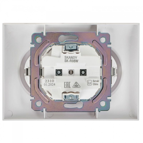 Розетка 2-м SKANDY 16А с заземл. без защ. шторок в сборе SK-R08W арктич. бел. IEK SK-R21-16-K01-F SK-R21-16-K01-F