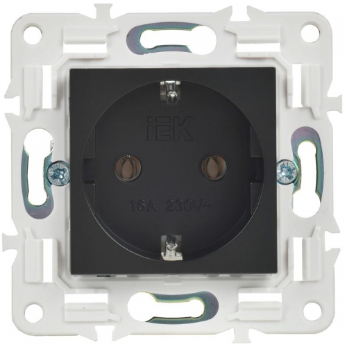 Розетка SKANDY 16А с заземл. без защ. шторок SK-R05Bl черн. IEK SK-R11-16-K02 SK-R11-16-K02