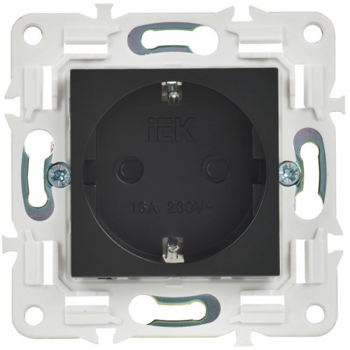 Розетка SKANDY 16А с заземл. защ. штроки SK-R04Bl черн. IEK SK-R14-16-K02 SK-R14-16-K02