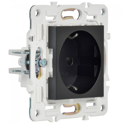 Розетка SKANDY 16А с заземл. защ. штроки б/к SK-R06Bl черн. IEK SK-R14-16-1-K02 SK-R14-16-1-K02