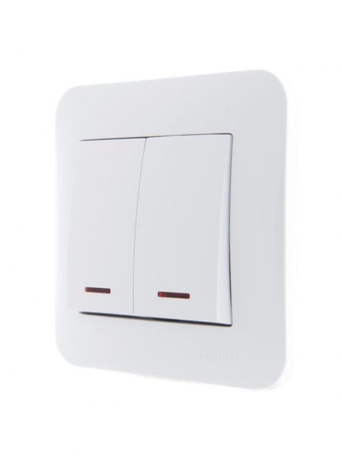 Механизм выключателя 2-кл. 1п СП Karina 10А IP20 с подсветкой бел. LEZARD 707-0288-112 707-0288-112