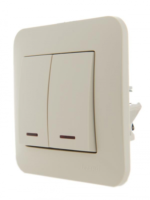 Механизм выключателя 2-кл. 1п СП Karina 10А IP20 с подсветкой крем. LEZARD 707-0388-112 707-0388-112