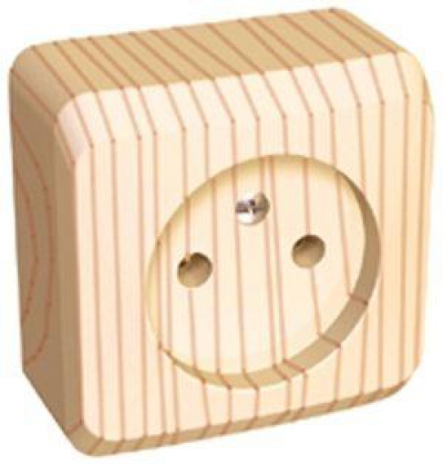 Розетка 1-м ОП Этюд Дача 16А IP20 250В без заземл. без защ. шторок сосна SE PA16-001D PA16-001D