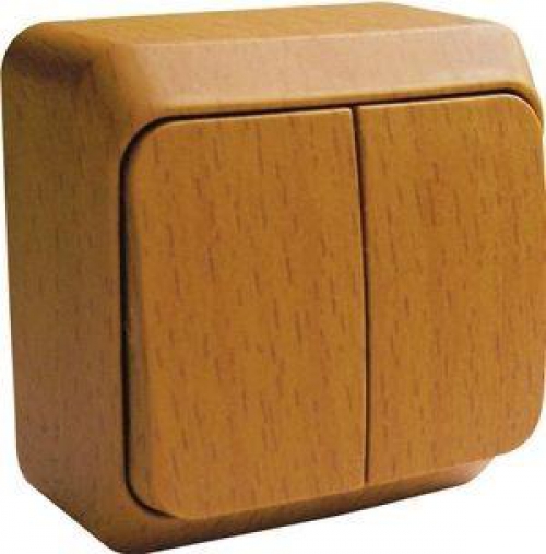 Выключатель 2-кл. ОП Этюд Дача 10А IP20 бук SE BA10-002T BA10-002T