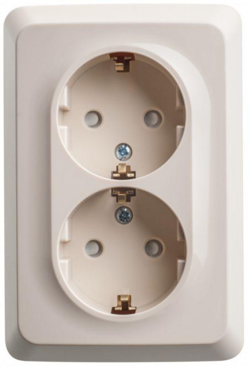 Розетка угловая 2-м ОП Этюд 16А IP20 250В с заземл. защ. шторки крем. SE PA16-108K PA16-108K