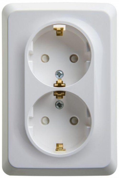Розетка 2-м СП Этюд 16А IP20 250В с заземл. защ. шторки бел. SE PC16-108B PC16-108B
