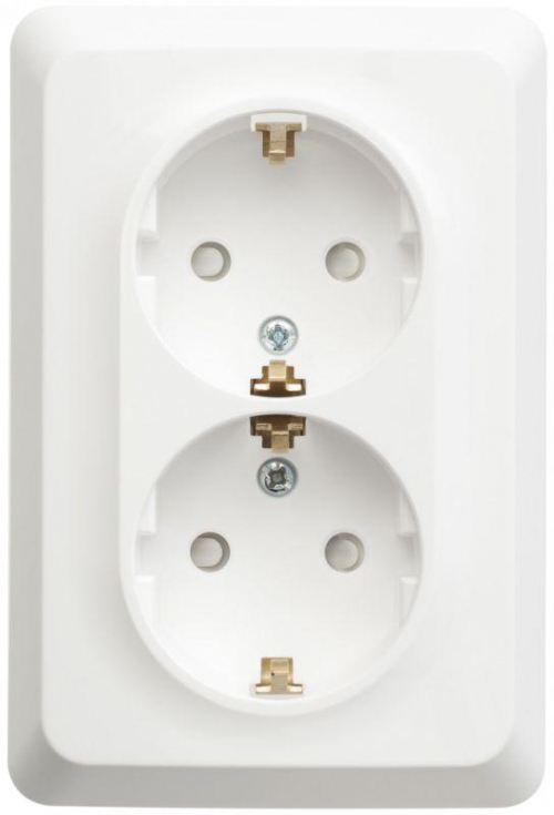 Розетка 2-м СП Этюд 16А IP20 250В с заземл. защ. шторки бел. SE PC16-108B PC16-108B