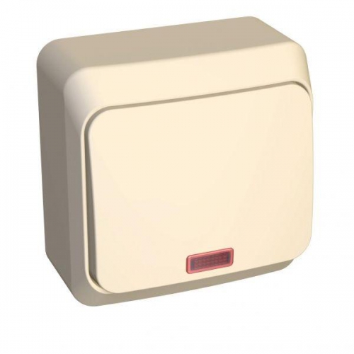 Выключатель 1-кл. ОП Этюд 10А IP20 с подсветкой крем. SE BA10-005K BA10-005K