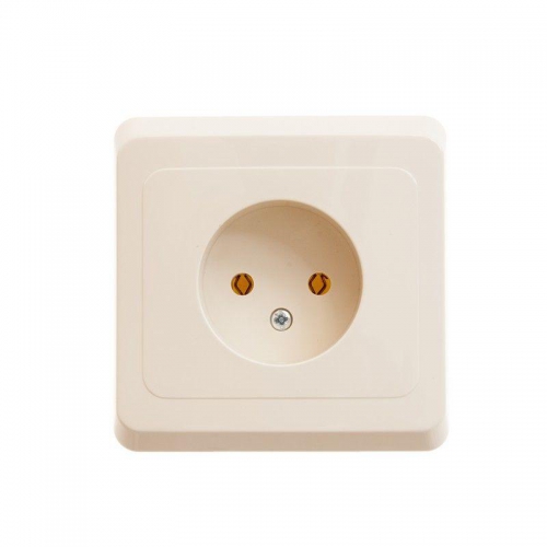 Розетка 1-м СП Этюд 16А IP20 250В без заземл. без защ. шторок крем. SE PC16-001K PC16-001K