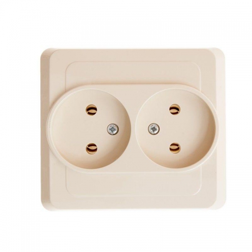 Розетка 2-м СП Этюд 16А IP20 250В без заземл. без защ. шторок крем. SE PC16-005K PC16-005K