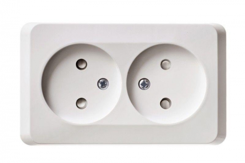 Розетка 2-м ОП Этюд 16А IP20 250В защ. шторки без заземл. бел. SE PA16-006B PA16-006B