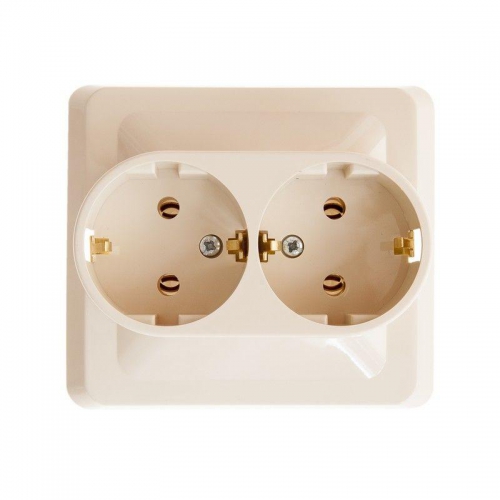 Розетка 2-м СП Этюд 16А IP20 250В с заземл. без защ. шторок крем. SE PC16-007K PC16-007K