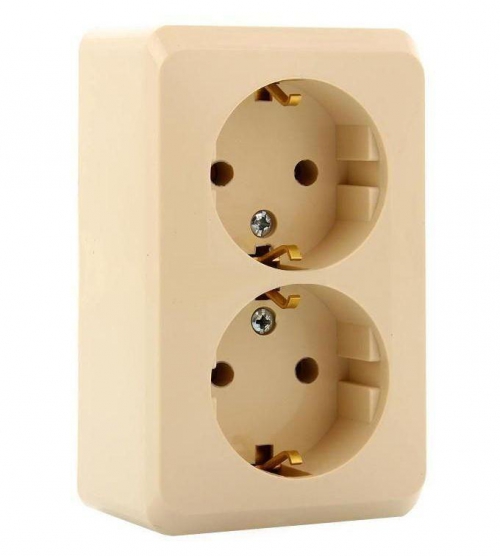 Розетка 2-м ОП Этюд 16А IP20 250В с заземл. без защ. шторок крем. SE PA16-007K PA16-007K