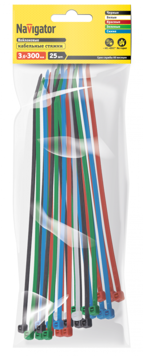Хомут 14 120 NCT-036-300-25-C (уп.25шт) цветной Navigator 14120 14120