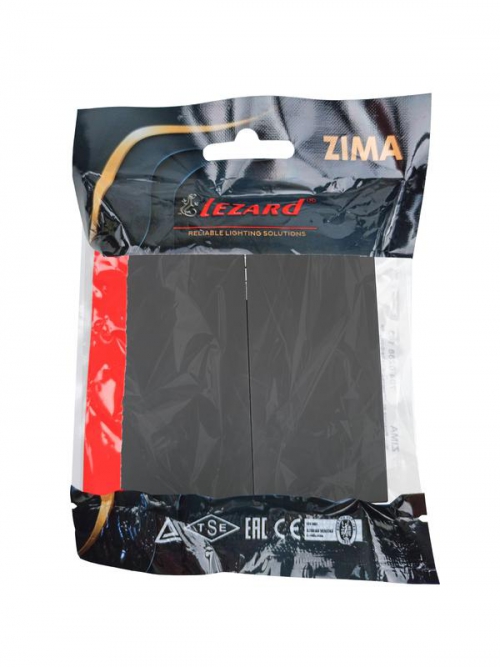 Выключатель 2-кл СП ZIMA IP20 10А безвинт. зажим черн. бархат LEZARD 704-4288-101QC 704-4288-101QC