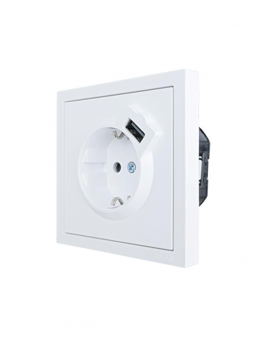Розетка 1-мест. с/з+USB разъем ZIMA IP20 бел. LEZARD 704-0288-181 704-0288-181