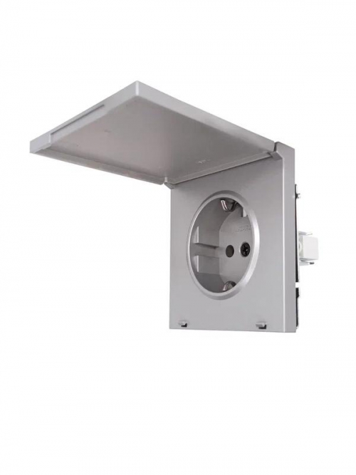 Розетка 1-мест. с/з с крышкой ПБТ СП ZIMA IP20 16А безвинт. зажим сер. матов. LEZARD 704-7488-123BQC 704-7488-123BQC