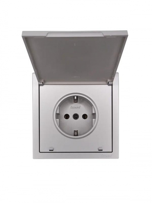 Розетка 1-мест. с/з с крышкой ПБТ СП ZIMA IP20 16А безвинт. зажим сер. матов. LEZARD 704-7488-123BQC 704-7488-123BQC